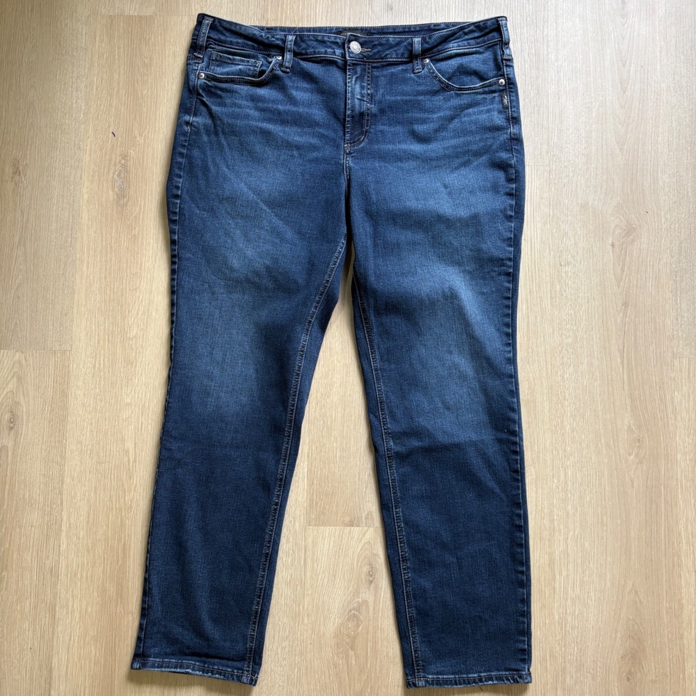 Silver Jeans Co Womens Dark Wash Mid Rise Straight Leg Denim Jeans Size 18 39x30